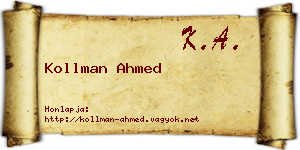 Kollman Ahmed névjegykártya
